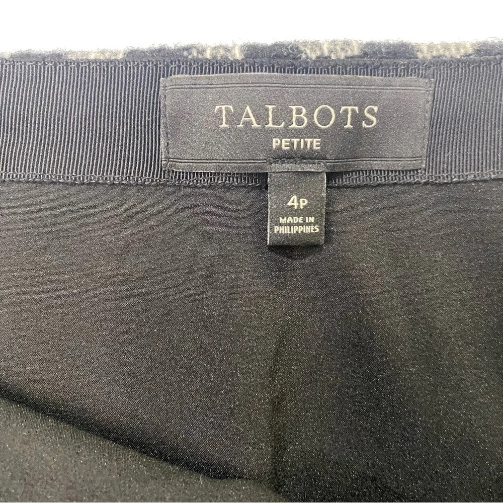 Talbots plaid Wool Blend skirt size 4 petite Buffalo Check Gingham Black & White - Picture 3 of 7